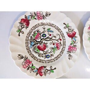 Vintage Myott Hand Engraved Nappies/Dessert Plates Indian Tree 1950's (set of 4)